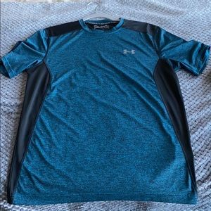 Under Armour black and teal Heatgear Tee shirt